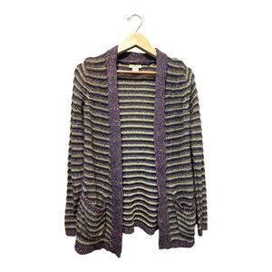 Lucky Brand Open Cardigan Sweater Striped Size M‎